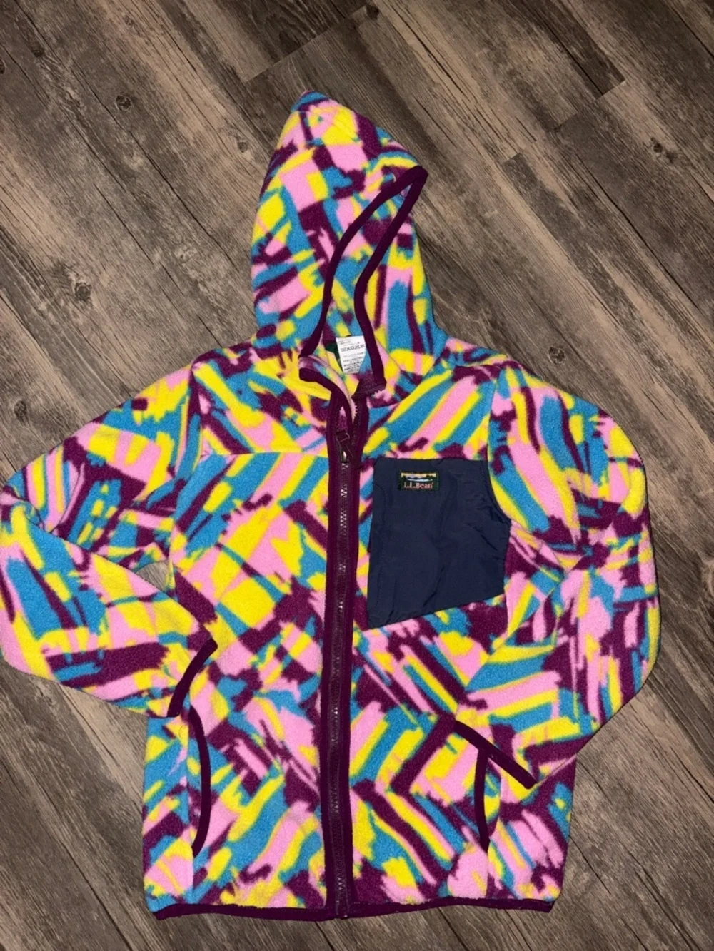 L.L. Bean Kids Multicolor Fleece Jacket - Yellow, Blue, Pink, Purple